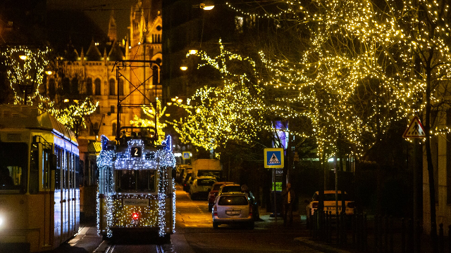 Christmas tram in Budapest